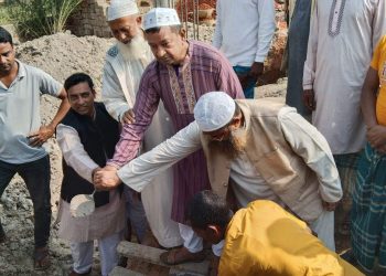 ঝিনাইগাতীতে মসজিদের ভিত্তিপ্রস্তুর স্থাপনের শুভ উদ্বোধন