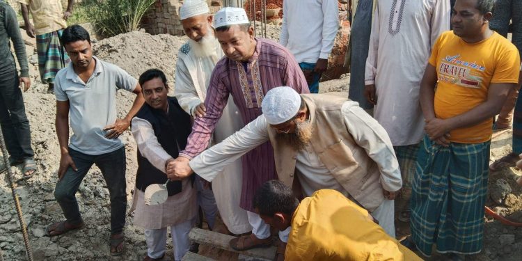 ঝিনাইগাতীতে মসজিদের ভিত্তিপ্রস্তুর স্থাপনের শুভ উদ্বোধন