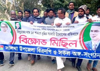 ফরিদপুরের সালথায় বিএনপির বিক্ষোভ মিছিল অনুষ্ঠিত