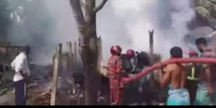 বাঘারপাড়ার রঘুনাথপুরে বসতবাড়ি পুড়ে ছাই