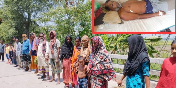 নড়াইলে সন্ত্রাসী হামলার প্রতিবাদে মানববন্ধন