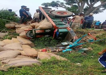 বদলগাছীতে ধান বোঝাই ট্রলি উল্টে চালকের মৃত্যু