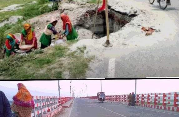 রংপুরের গঙ্গাচড়া তিস্তা সেতু সংযোগ সড়কের বিভিন্ন স্থানে ধস,ঝুঁকি নিয়ে চলছে যানবাহন