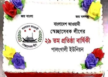 ঝাঁকজমক পূর্ণভাবে পালংখালী ইউনিয়ন স্বেচ্ছাসেবক লীগের পক্ষ থেকে ২৯তম প্রতিষ্ঠা বার্ষিকী পালিত 