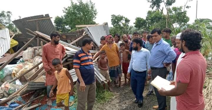 ভাঙ্গায়  ঘূর্ণিঝড়ের তাণ্ডবে গৃহবধূর মৃত্যু দুই শতাধিক ঘর-বাড়ি বিধ্বস্ত