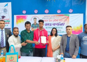 সৈয়দপুরে যুব এশিয়া কাপ জয়ী খেলোয়াড় বর্ষনকে সংবর্ধনা 