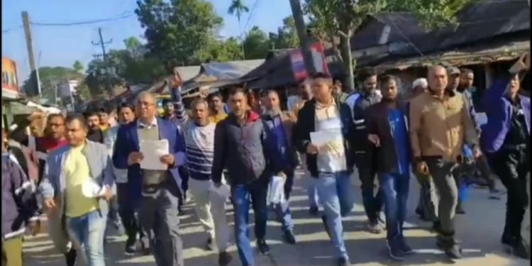 নেত্রকোনা জেলা বিএনপির লিফলেট বিতরণ ও মিছিল