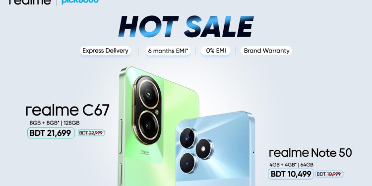 পিকাবুতে বিশেষ মূল্যছাড়ে পাওয়া যাচ্ছে রিয়েলমি সি৬৭ ও নোট ৫০