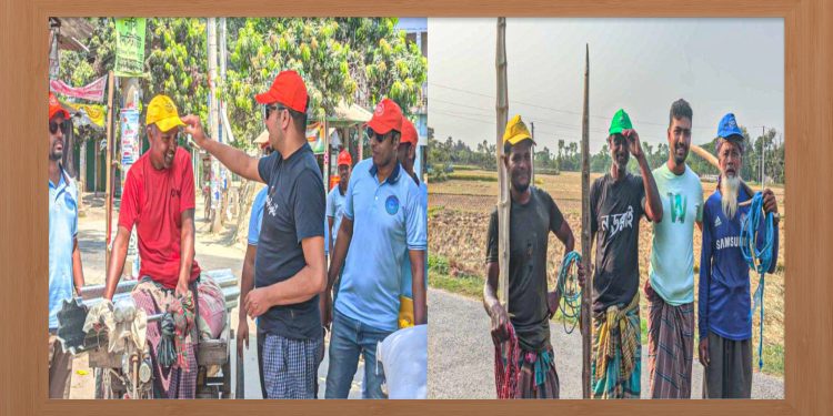 দেবহাটায় সেচ্ছাসেবী সংগঠন আমাদের টিমের পক্ষ থেকে ভ্যান চালক ও ধান ক্ষেতে কৃষকদের মাঝে ক্যাপ বিতরণ
