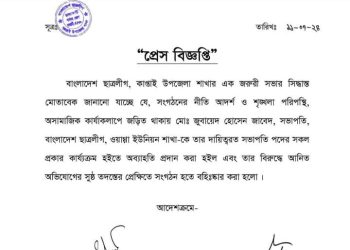 প্রবাসীর স্ত্রীকে অপহরণের অভিযোগে কাপ্তাই  ছাত্রলীগ নেতাকে অব্যাহতি