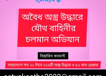 সারাদেশে গত ২১ দিনে ২১৬টি অস্ত্র উদ্ধার ও ৯২ জন গ্রেপ্তার