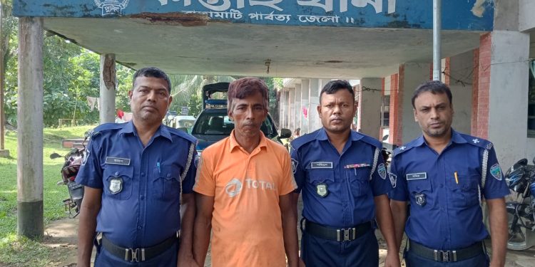 কাপ্তাই থানা পুলিশ এর অভিযানে গ্রেফতারী পরোয়ানাভুক্ত পলাতক আসামি গ্রেফতার