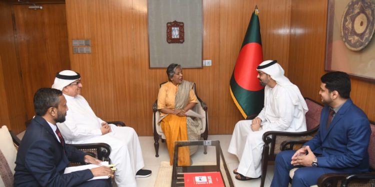 সমাজকল্যাণ এবং মহিলা ও শিশু বিষয়ক মন্ত্রণালয়ের উপদেষ্টার সাথে ইউনাইটেড আরব আমিরাতের বাংলাদেশে নিযুক্ত রাষ্ট্রদূতের সৌজন্য স্বাক্ষাৎ